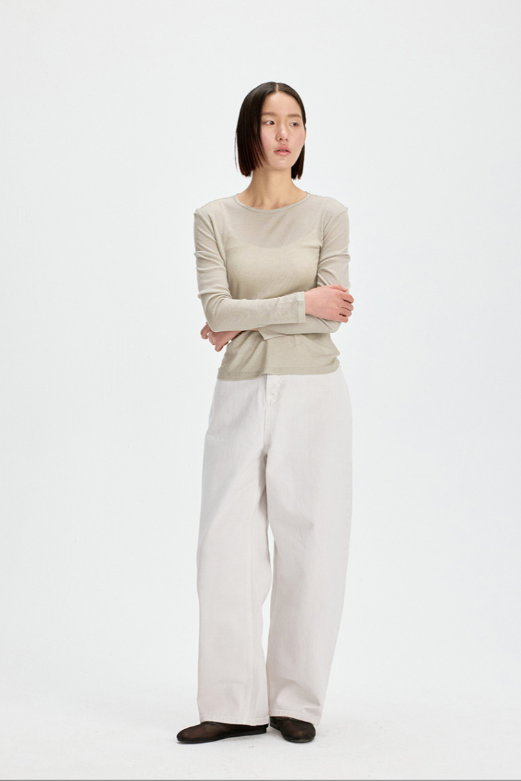 Relaxed Straight Denim Pants / pale gray