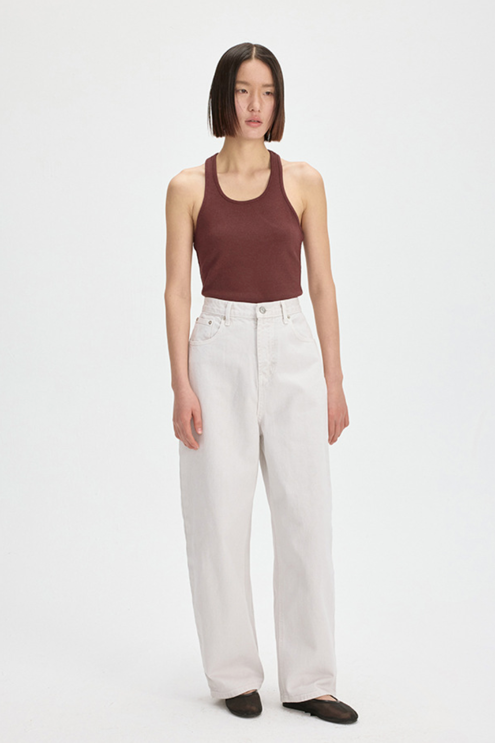Relaxed Straight Denim Pants / pale gray