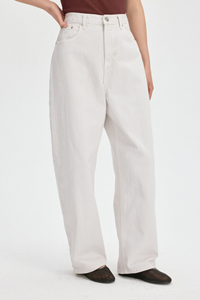 Relaxed Straight Denim Pants / pale gray