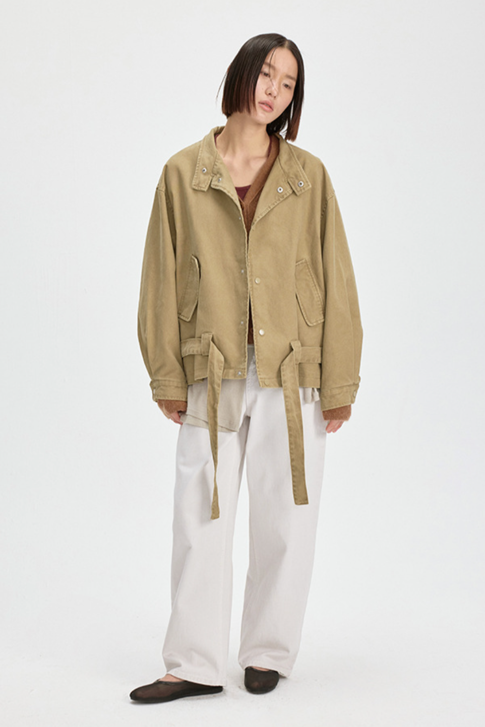 Relaxed Straight Denim Pants / pale gray