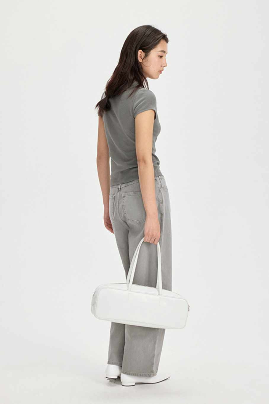 Relaxed Straight Denim Pants / sand beige