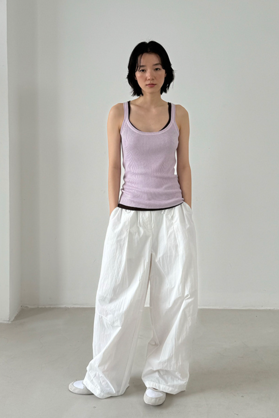 Easy wide track pants / white