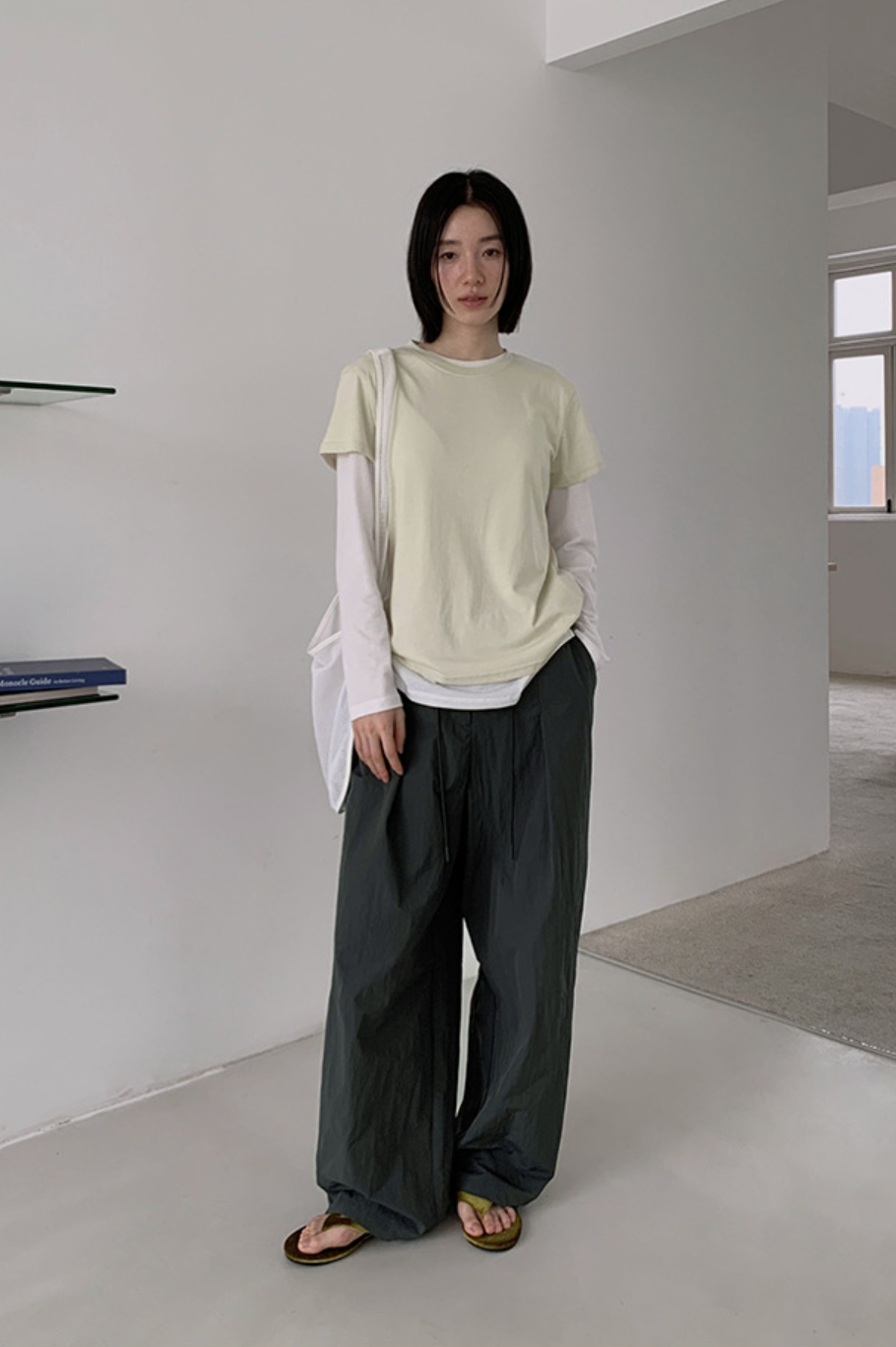 Easy wide track pants / dark gray