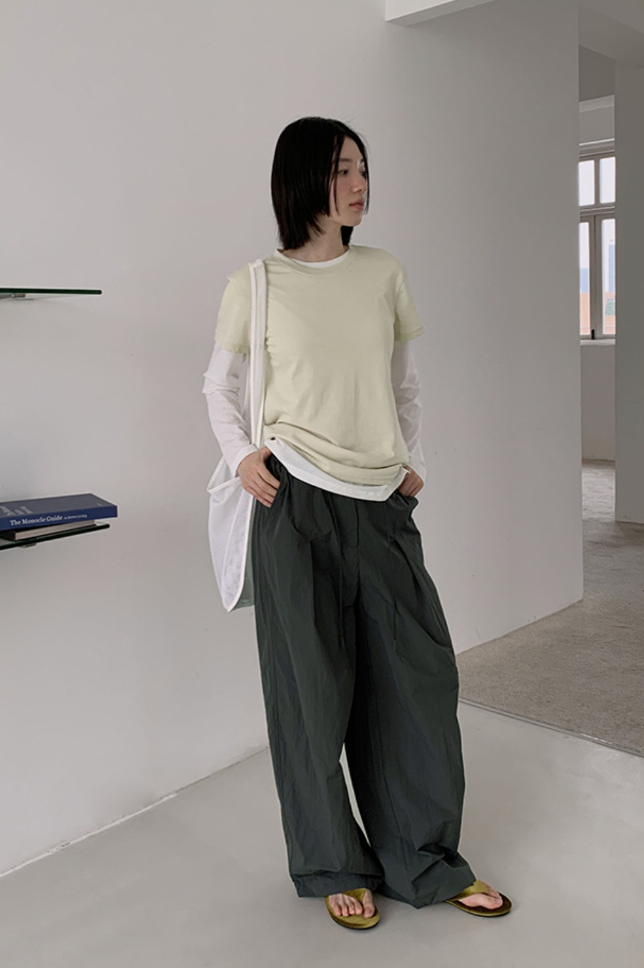 Easy wide track pants / dark gray