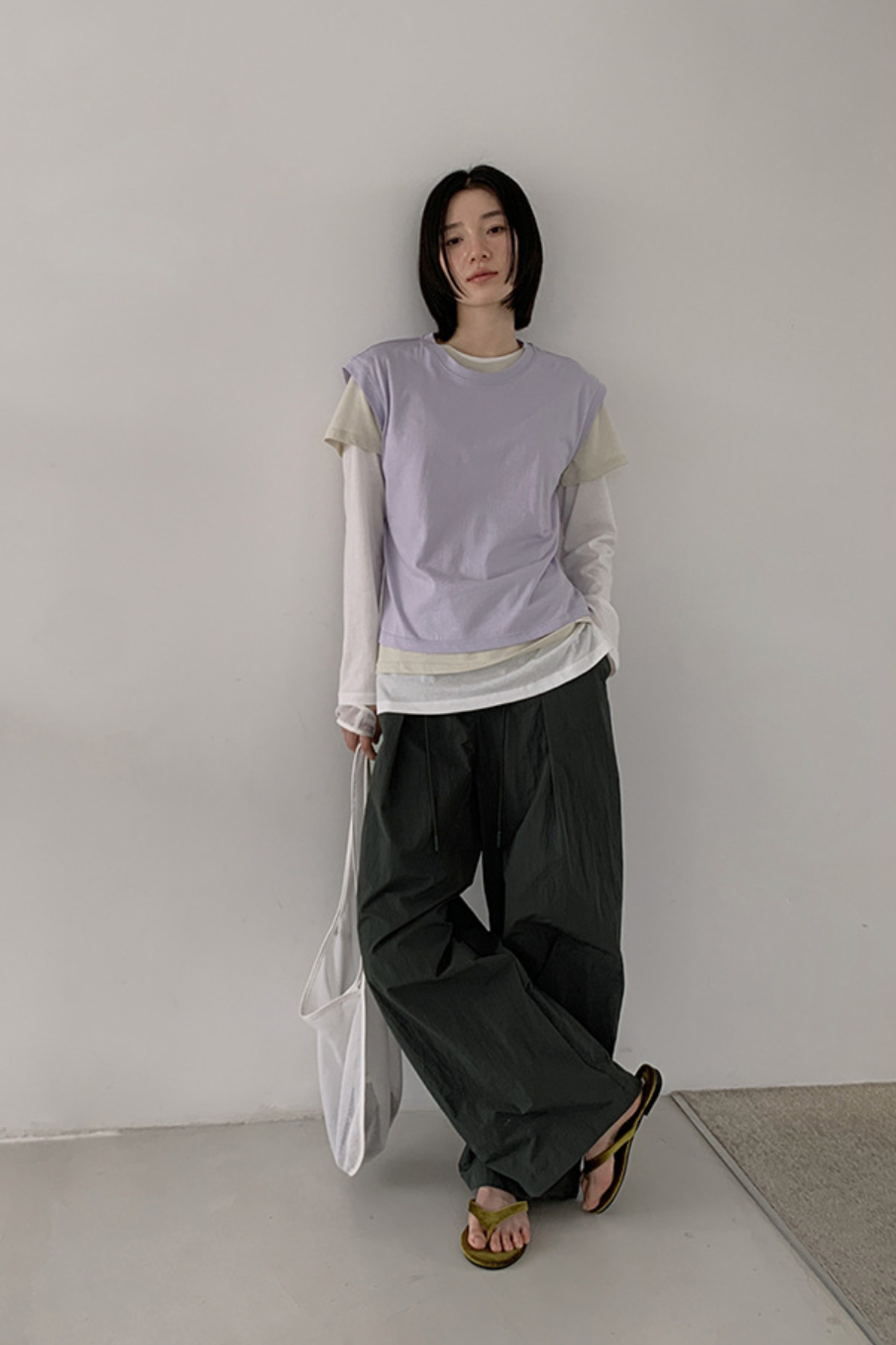 Easy wide track pants / dark gray