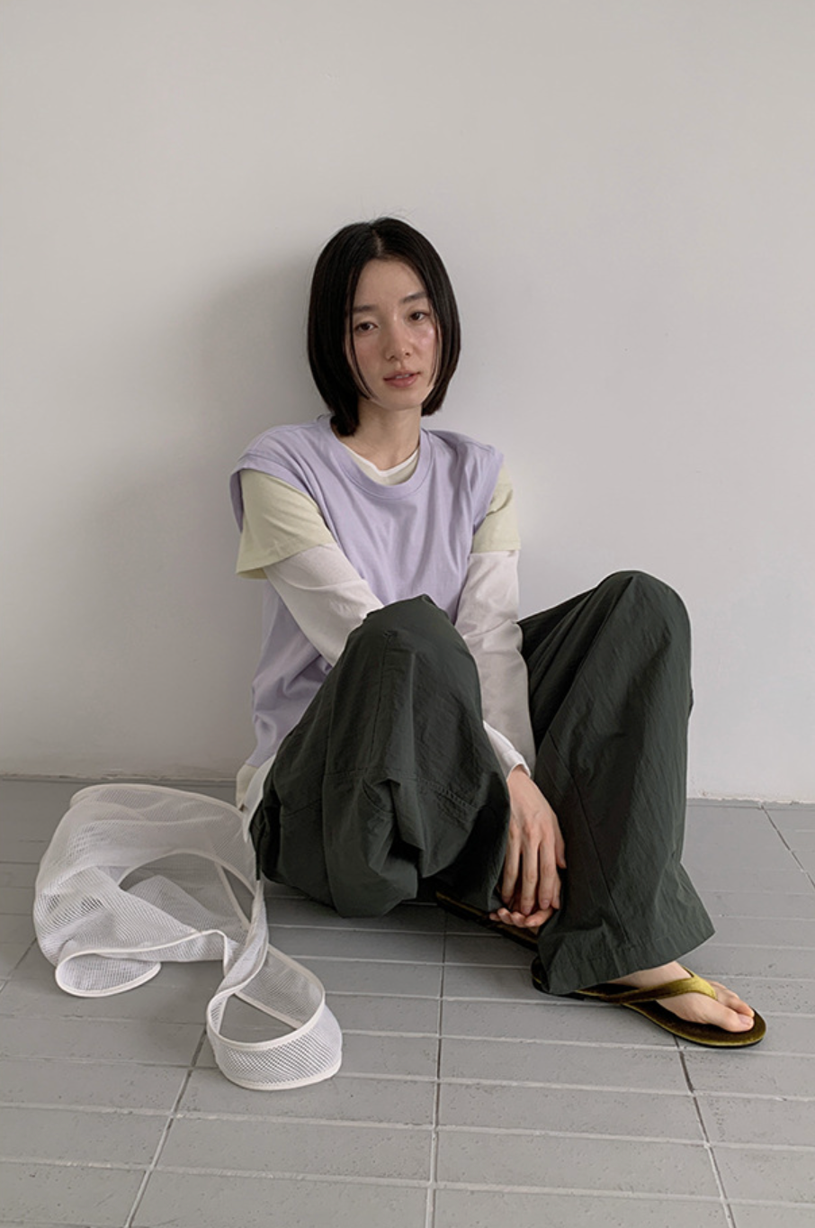 Easy wide track pants / dark gray