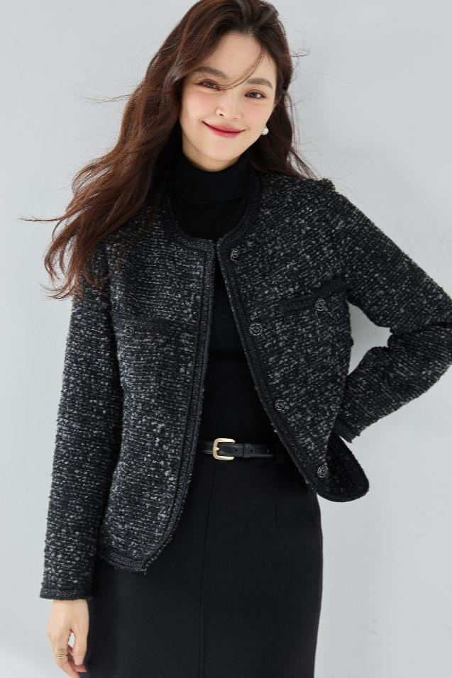 Tweed wool black jacket