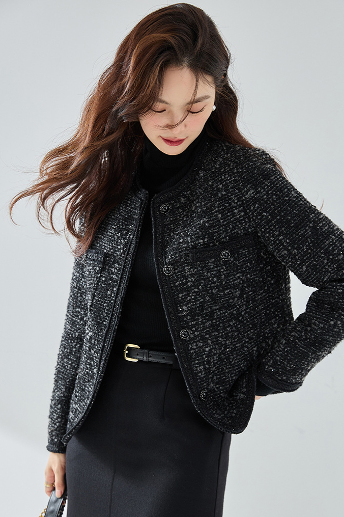 Tweed wool black jacket