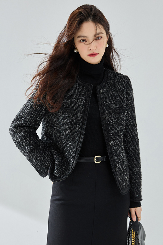 Tweed wool black jacket