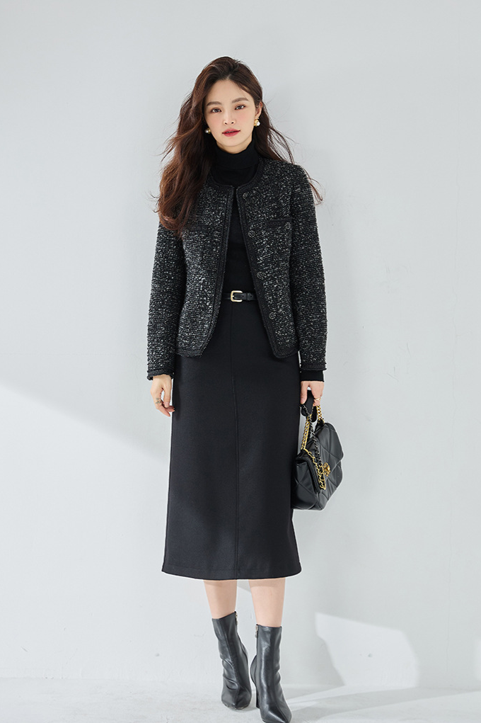 Tweed wool black jacket