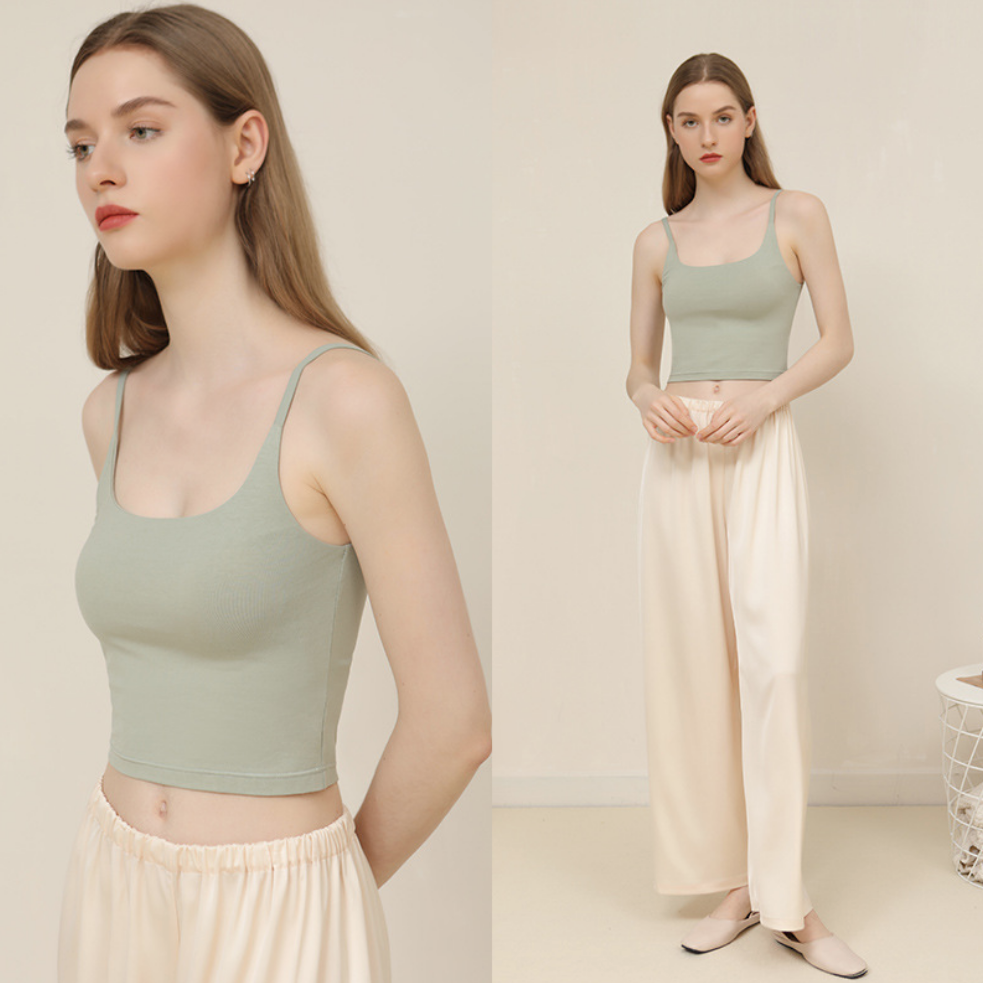 Padded slim inner top / light green