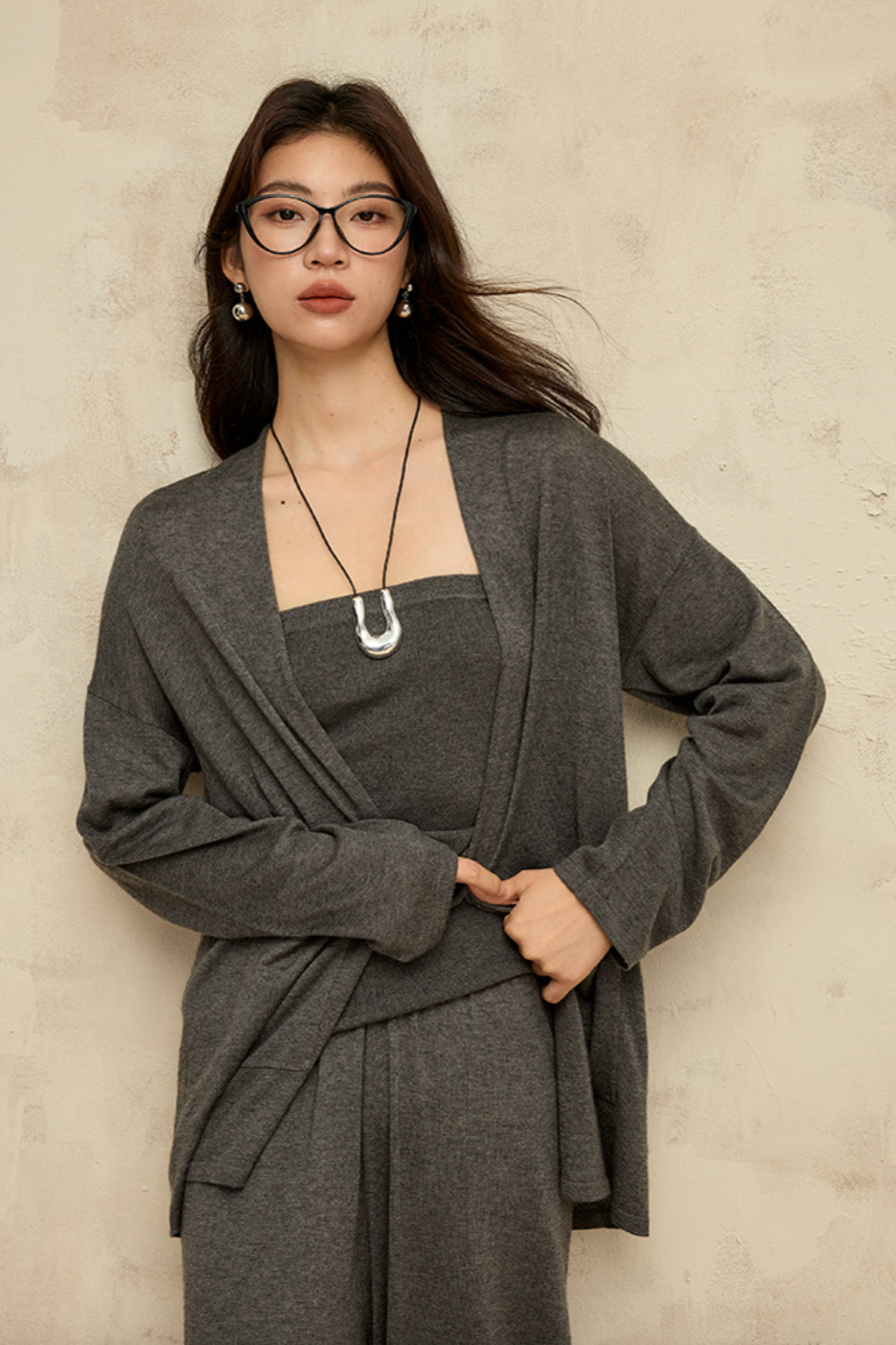 Wool blend cardigan / 4 colors