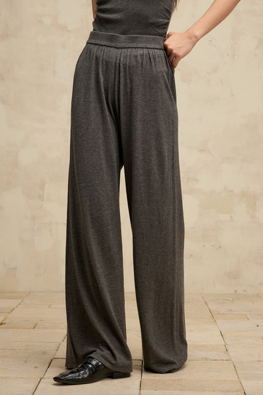 Wool blend easy pants  / 4 colors