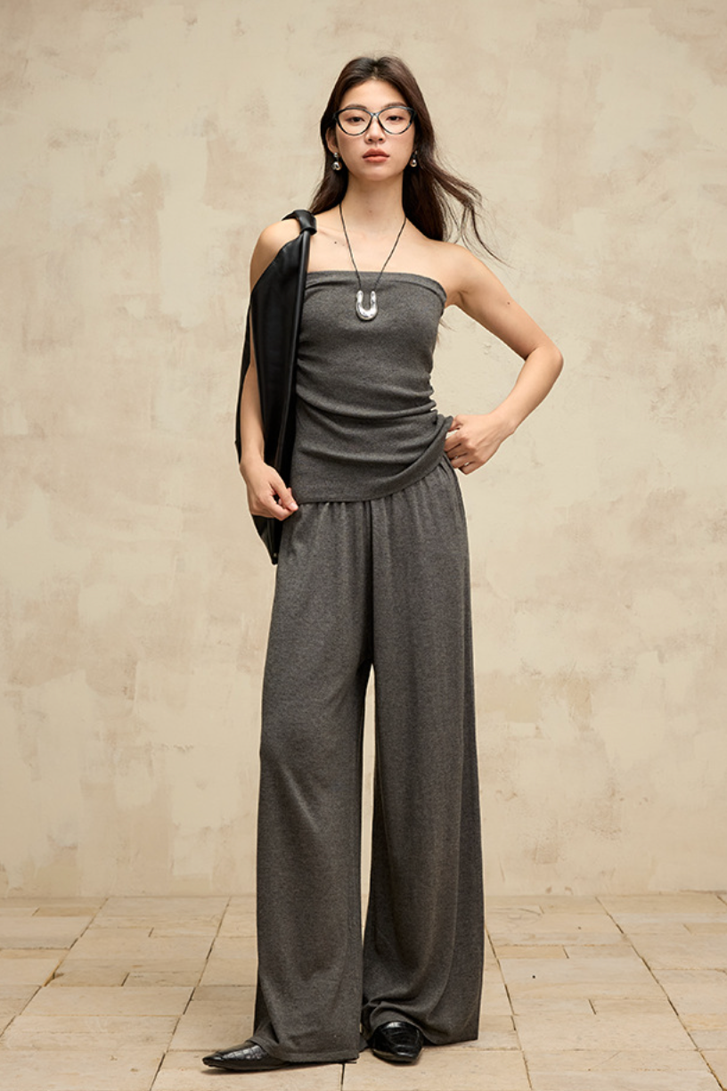 Wool blend easy pants  / 4 colors