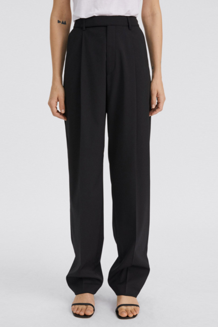 High waist straight pants / navy