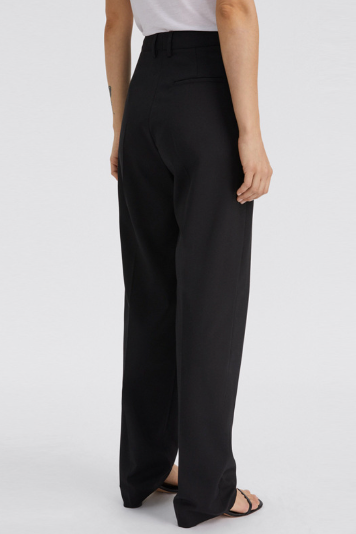 High waist straight pants / navy