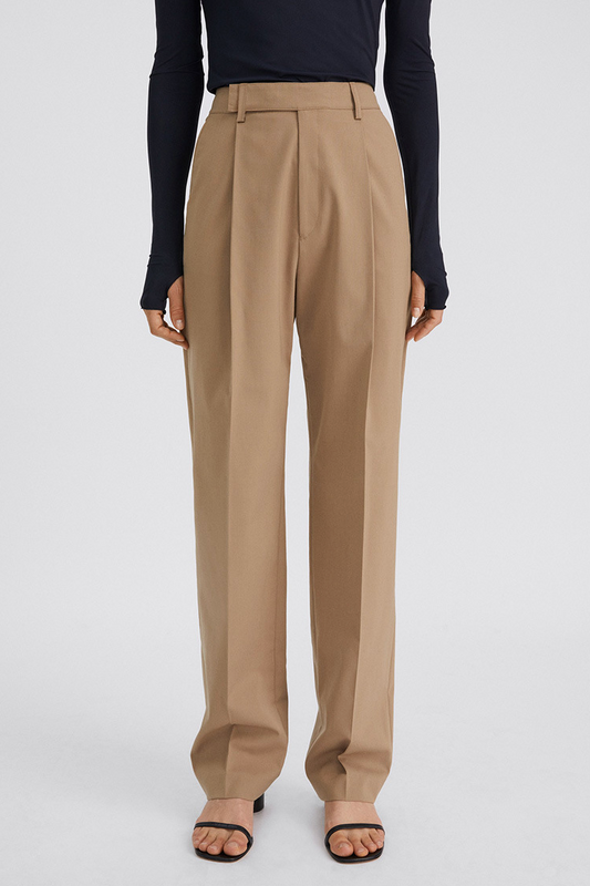 High waist straight pants / beige