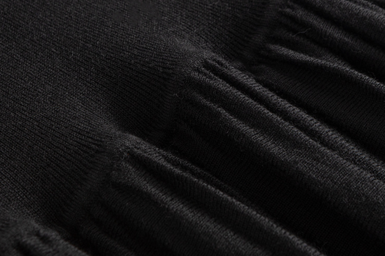 Half turtleneck knit waist dress / black