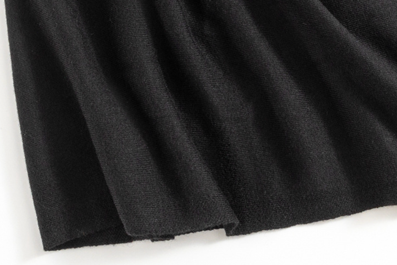 Half turtleneck knit waist dress / black