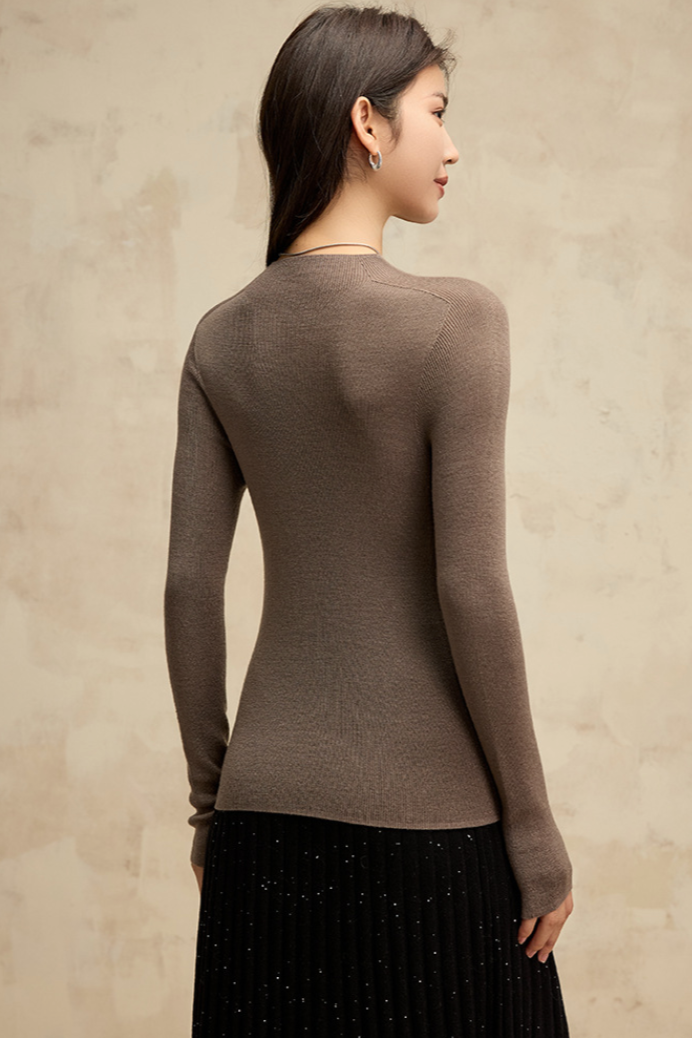 Half turtleneck sparkling knit top / 4 colors