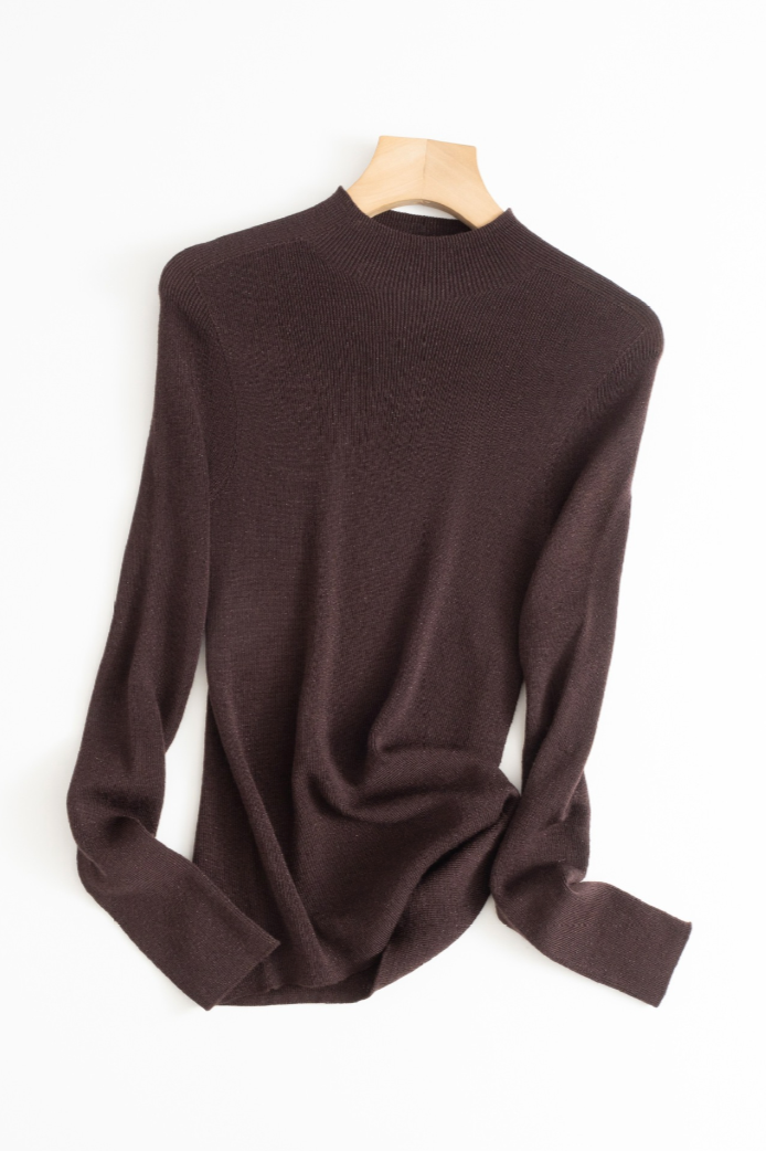 Half turtleneck sparkling knit top / 4 colors