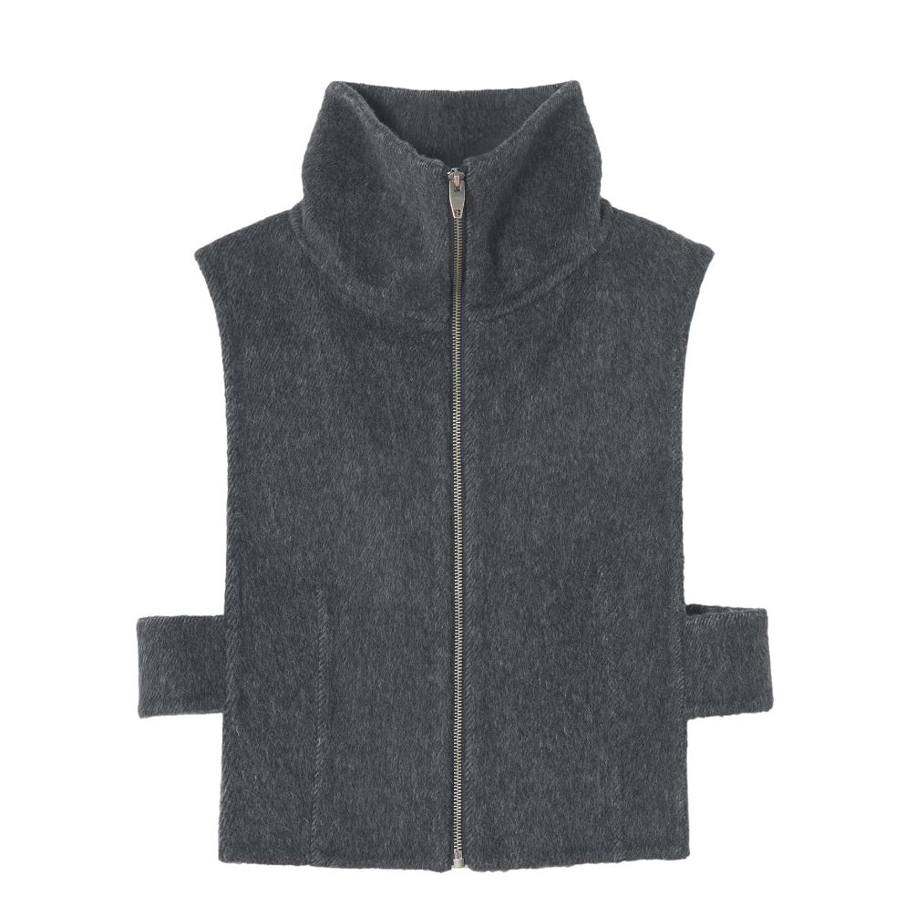 High neck alpaca wool felt vest / 4 colors