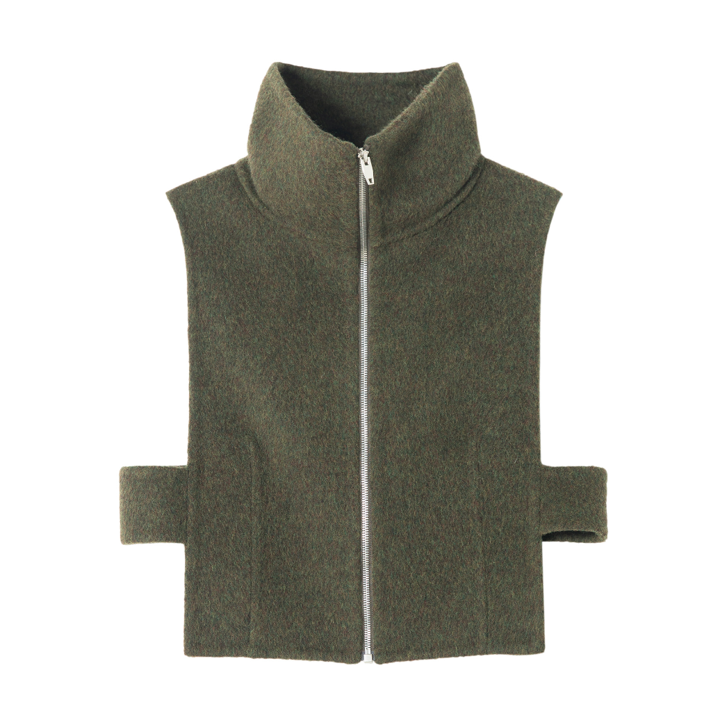 High neck alpaca wool felt vest / 4 colors