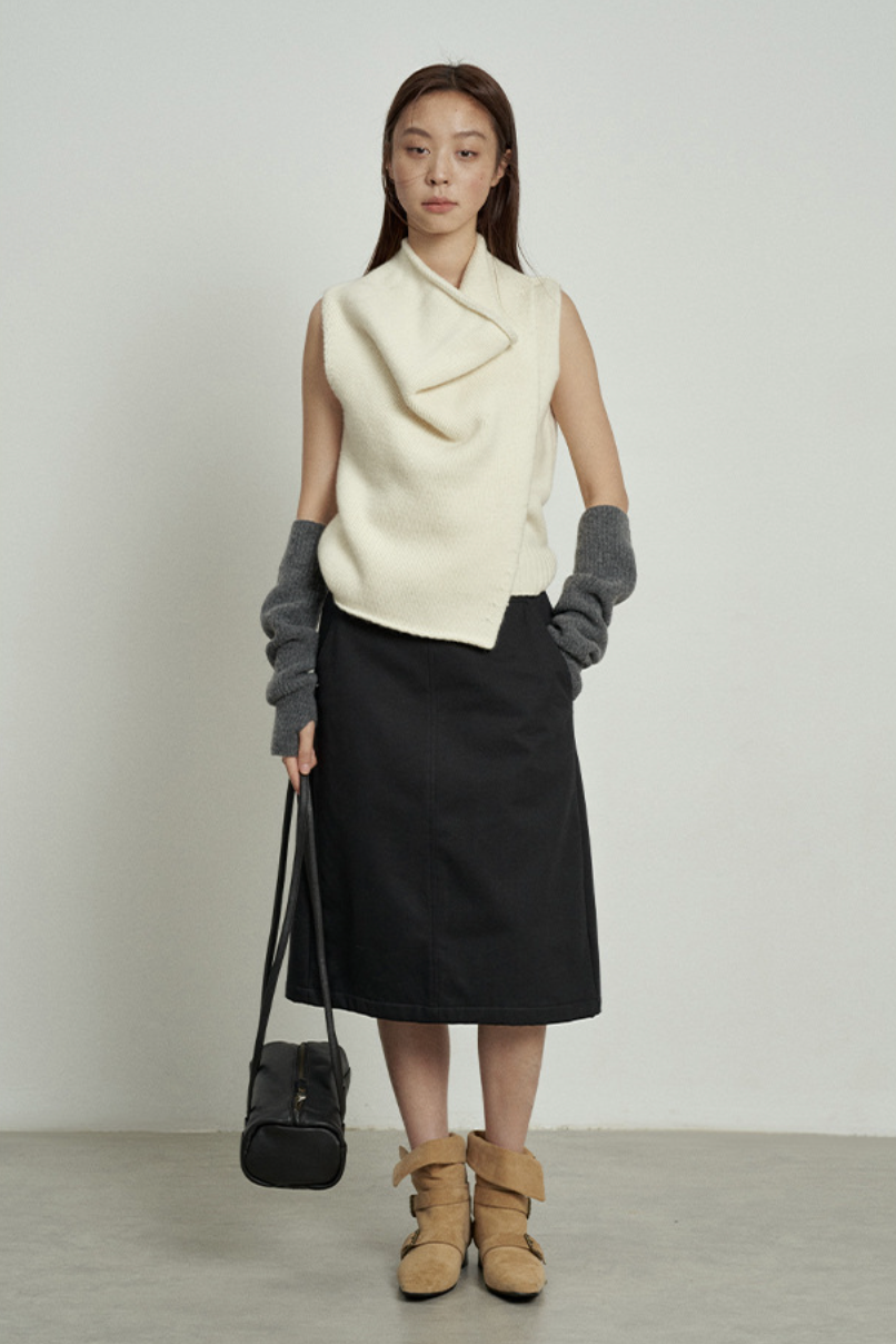 Layered sleeveless wool sweater / 4 colors