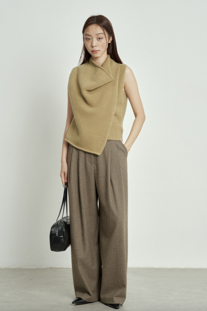 Layered sleeveless wool sweater / 4 colors