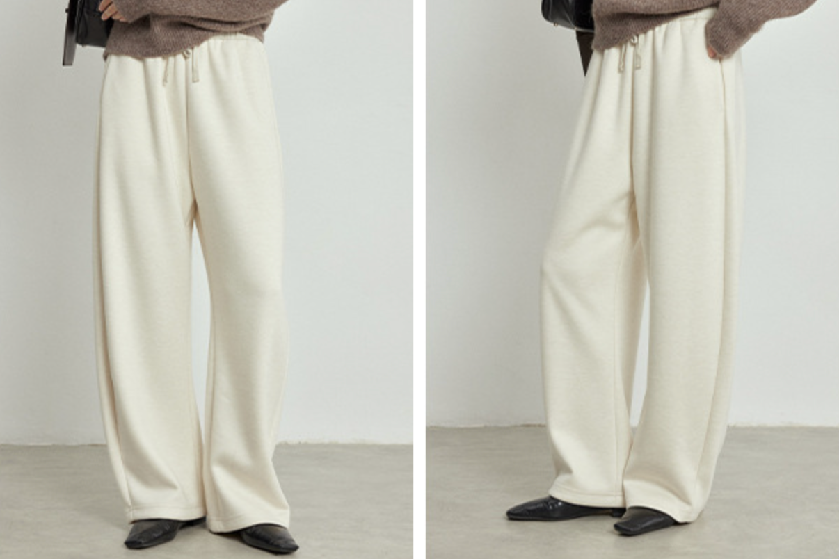 Waist gathered easy pants / white