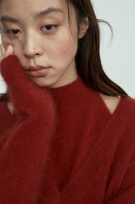 V-neck oversized sweater / 4 colors