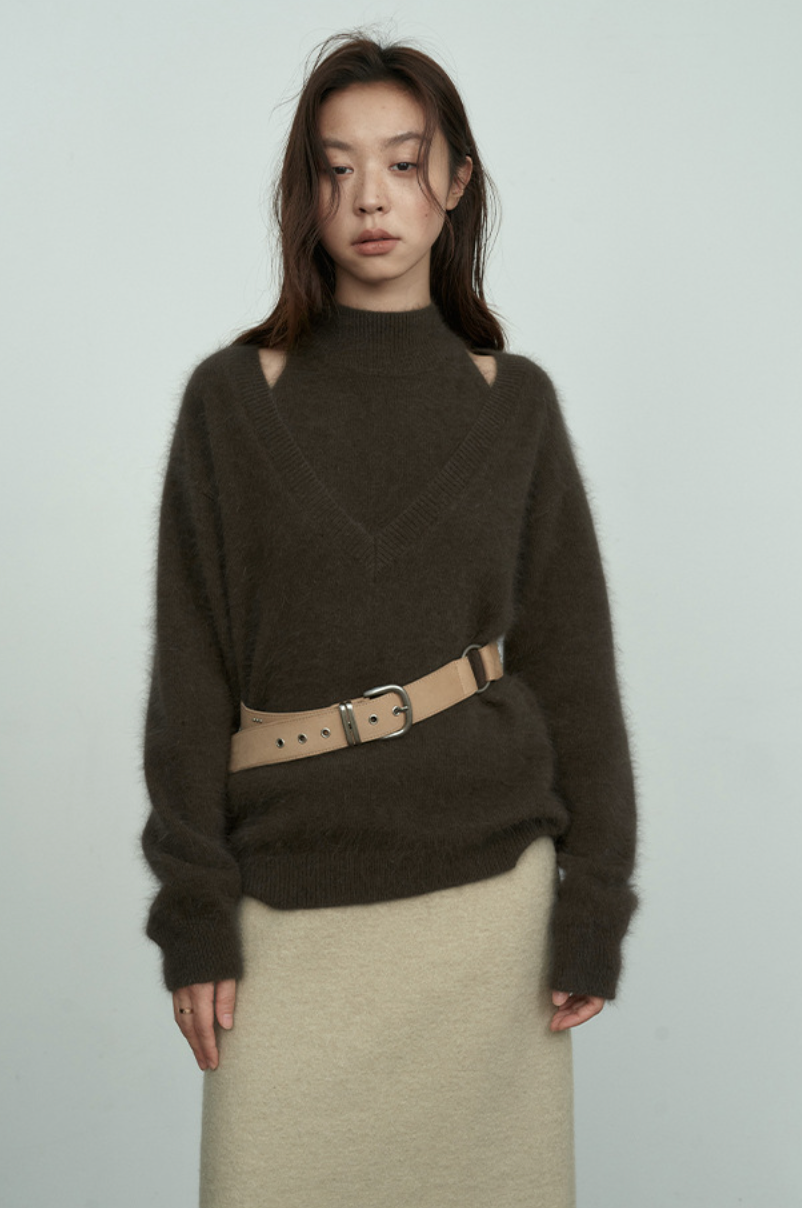 V-neck oversized sweater / 4 colors