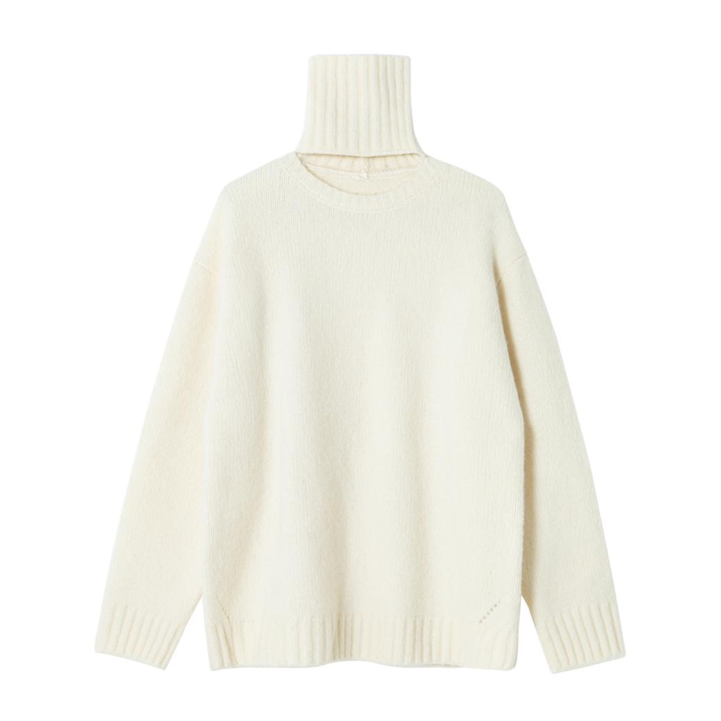 2WAY low gauge high neck knit / white