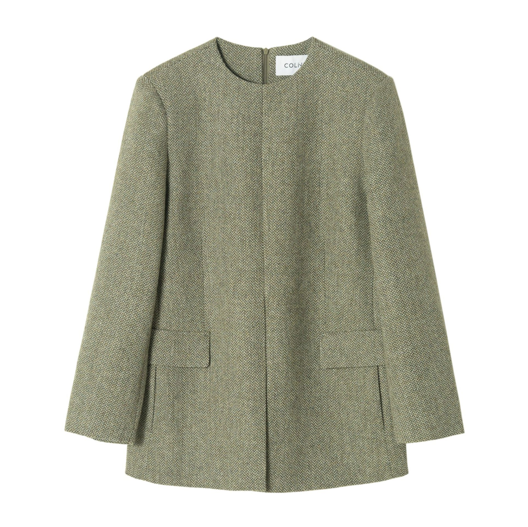 Tweed structured jacket / green