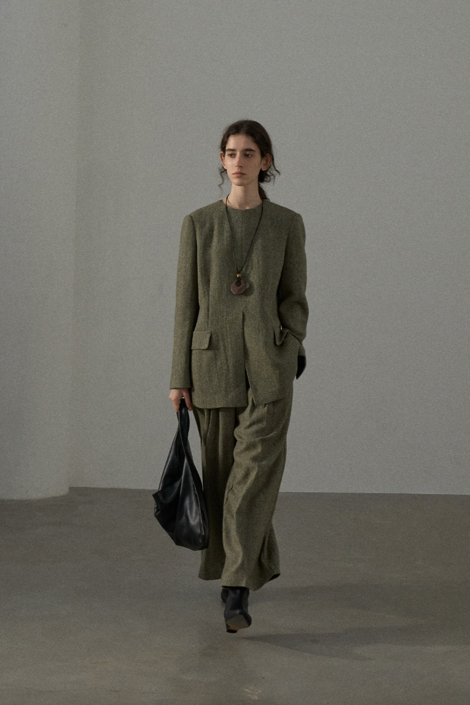 Tweed structured jacket / green