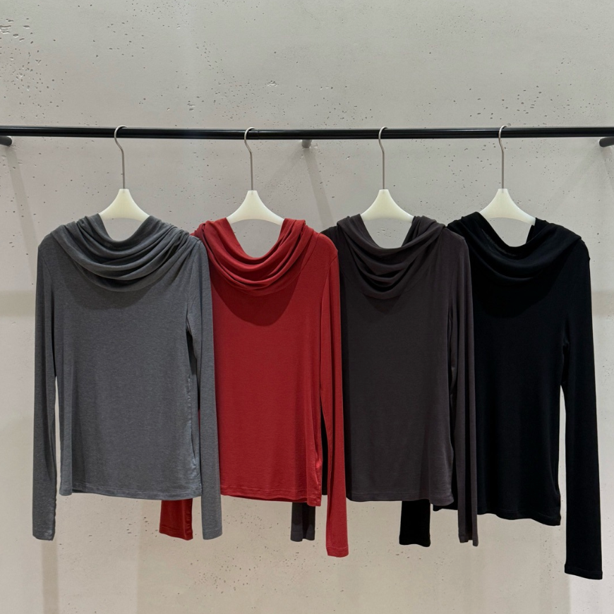 Hooded drape tops / charcoal