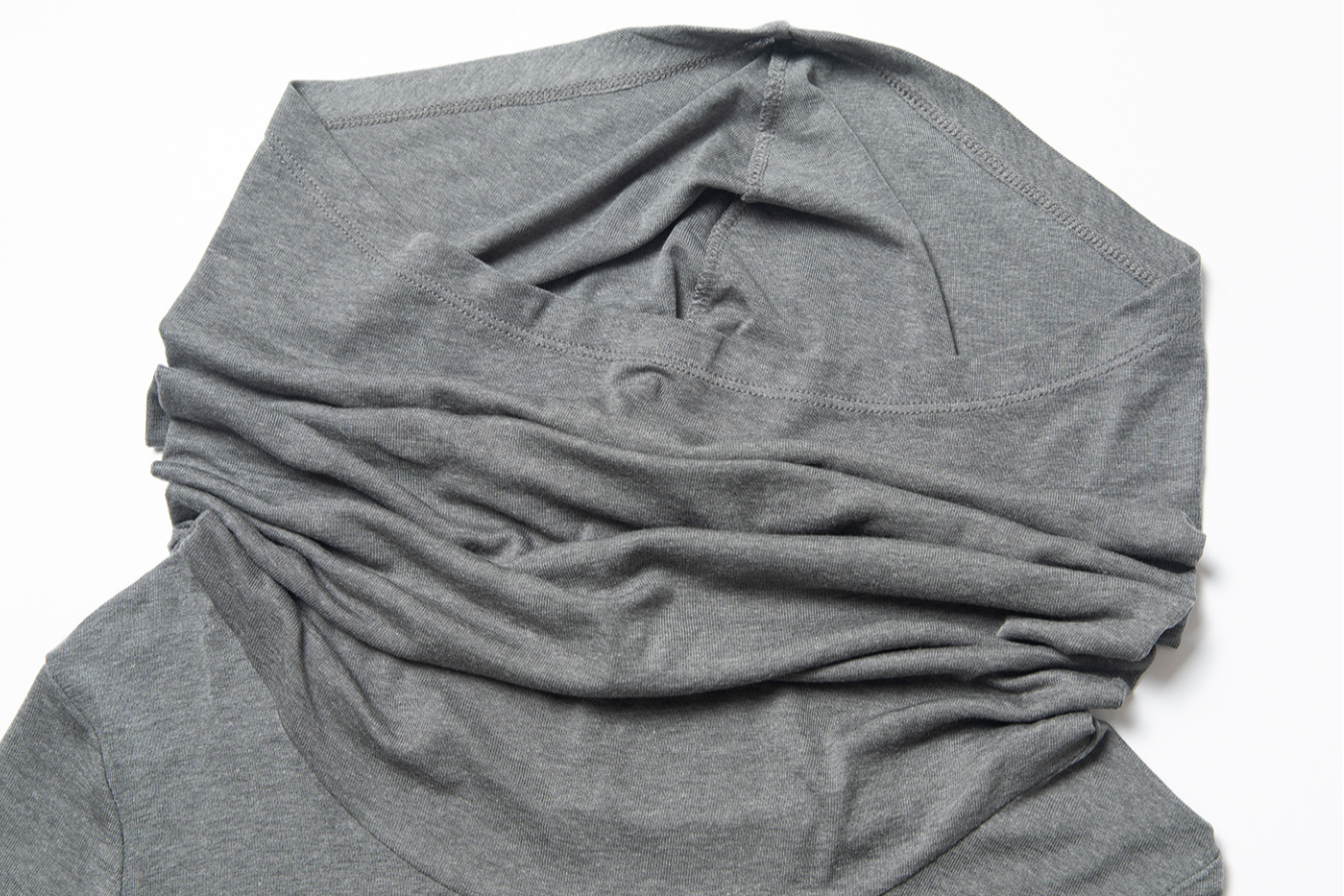 Hooded drape tops / charcoal