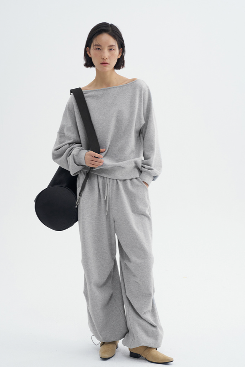 Relax wide sweat pants / gray