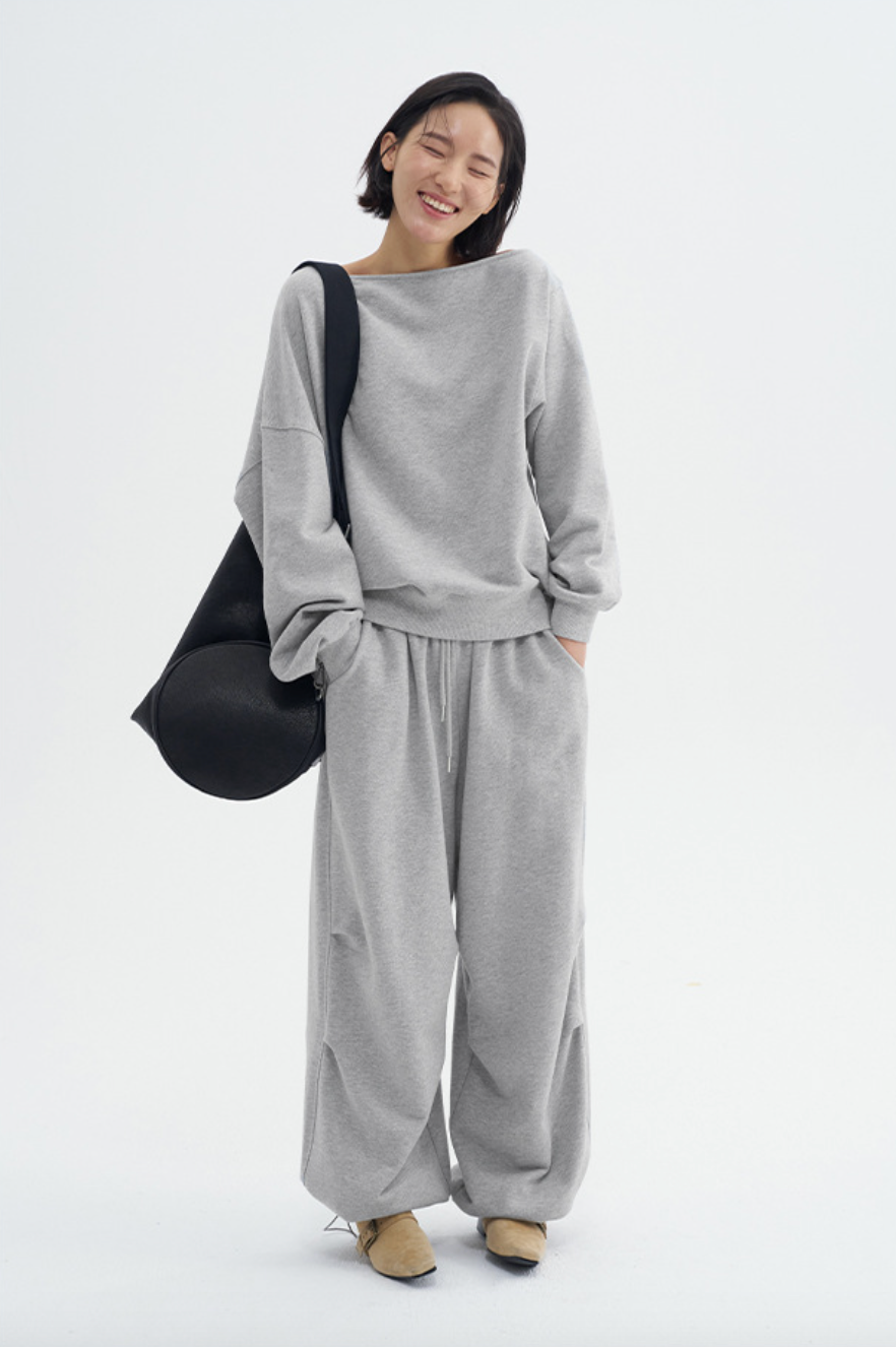 Relax wide sweat pants / gray