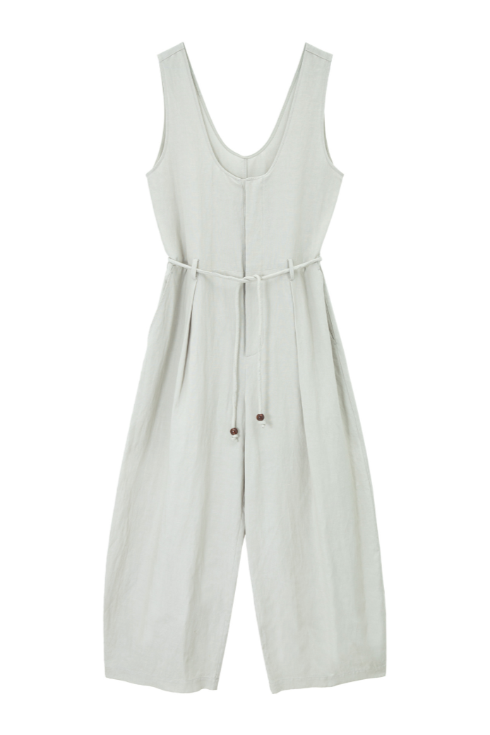 Relaxed linen-blend jumpsuit / light gray