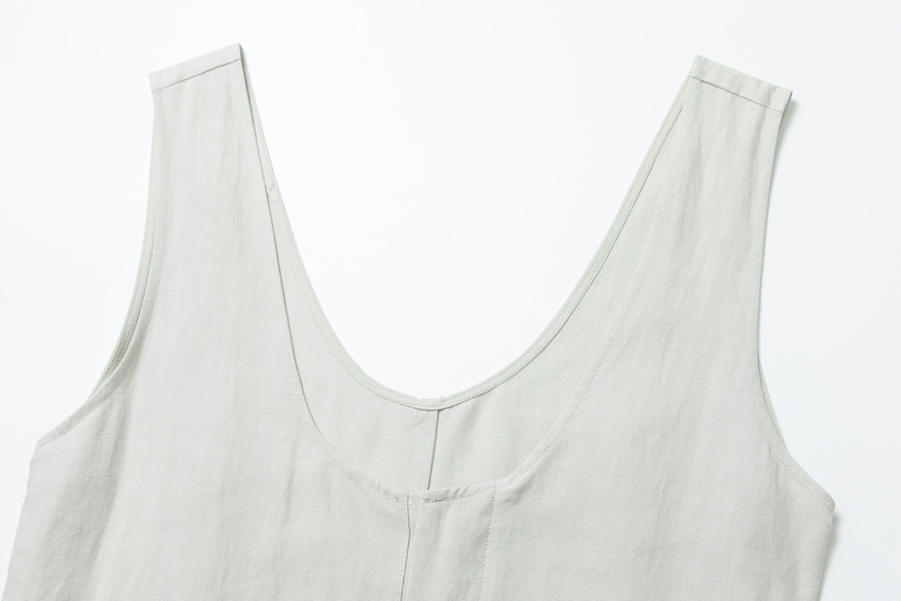 Relaxed linen-blend jumpsuit / light gray