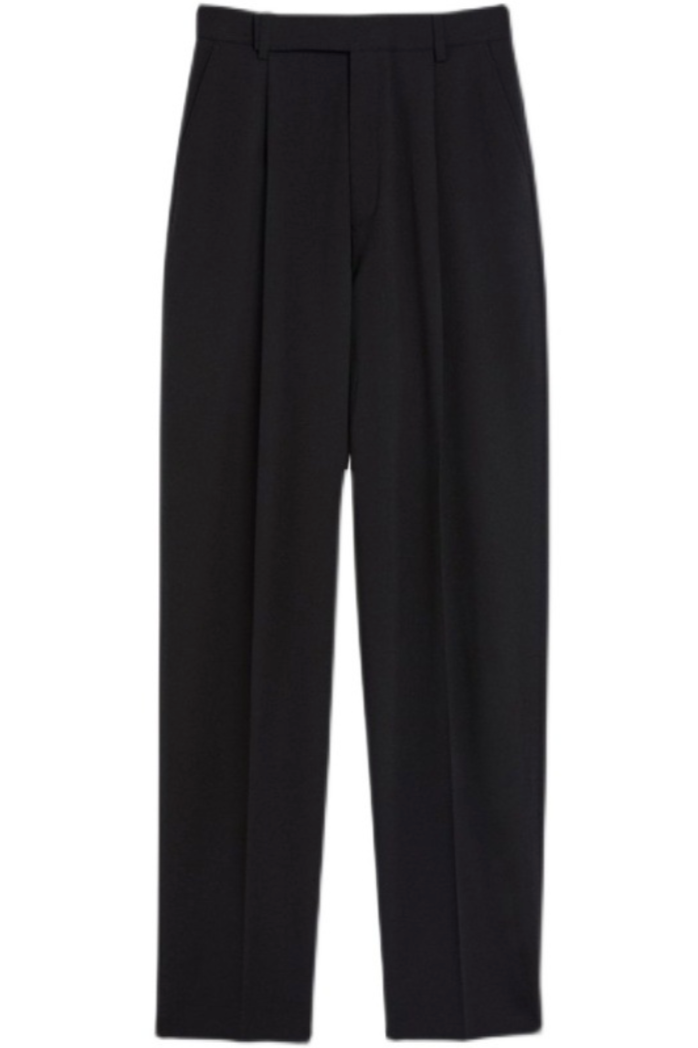 High waist straight pants / black