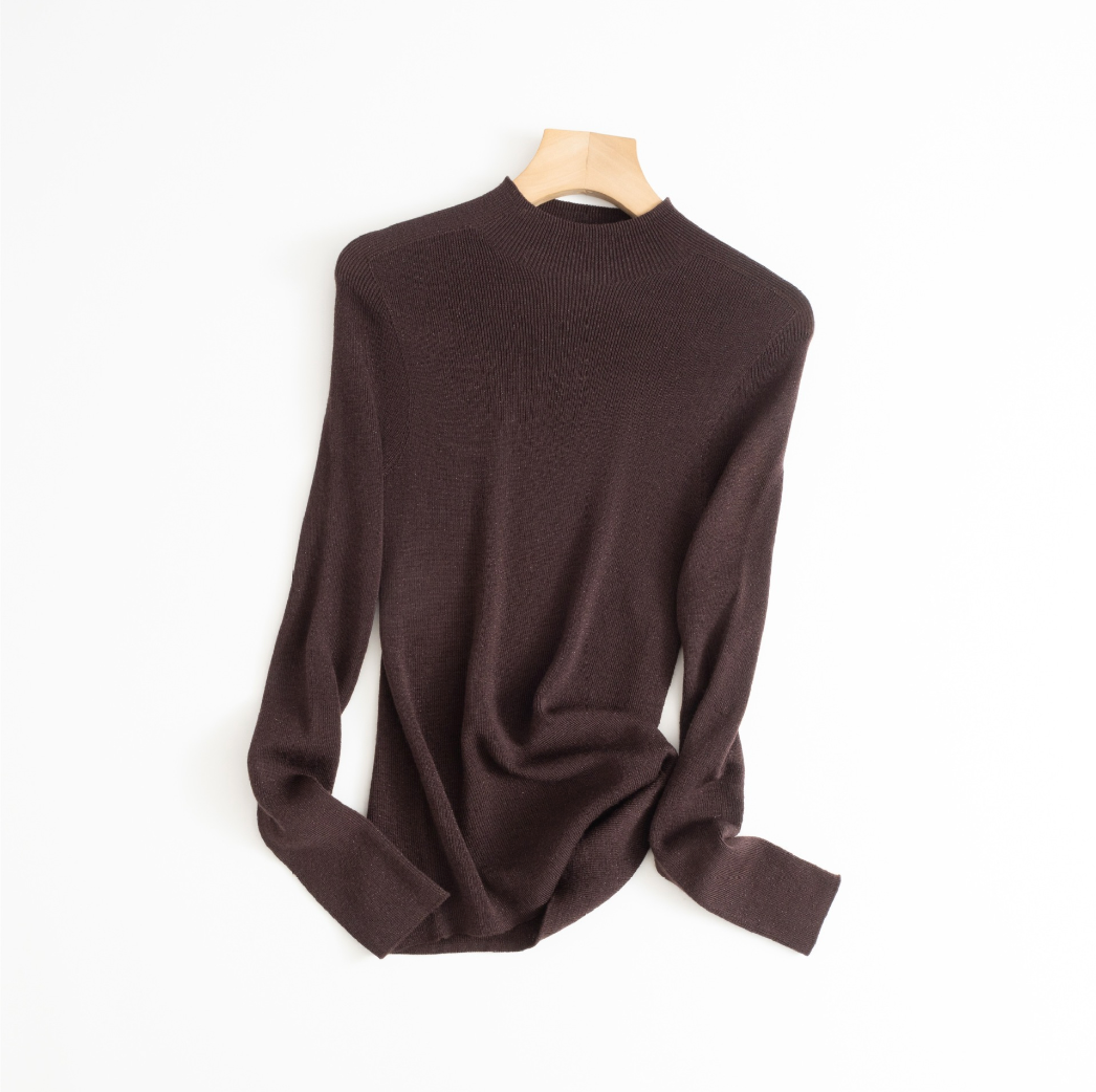 Half turtleneck sparkling knit top / 4 colors