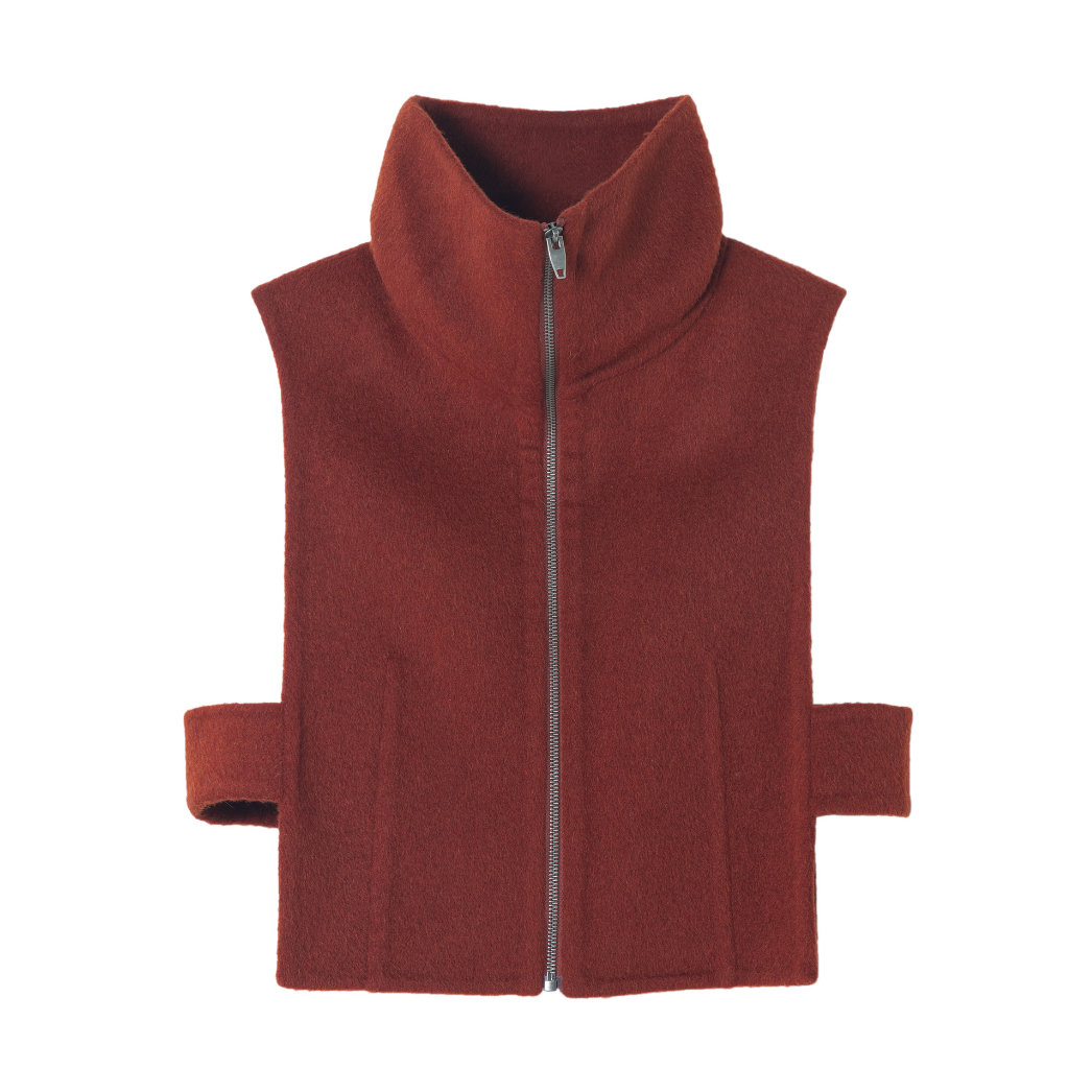 High neck alpaca wool felt vest / 4 colors