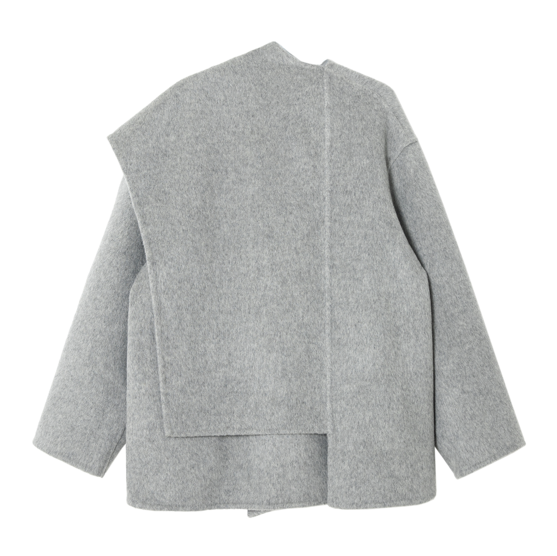 Large stole short coat / light gray