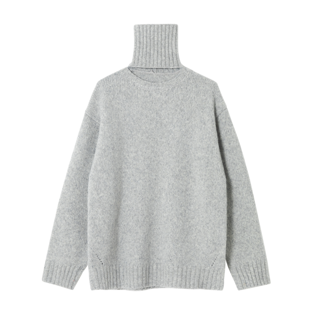 2WAY low gauge high neck knit / light gray