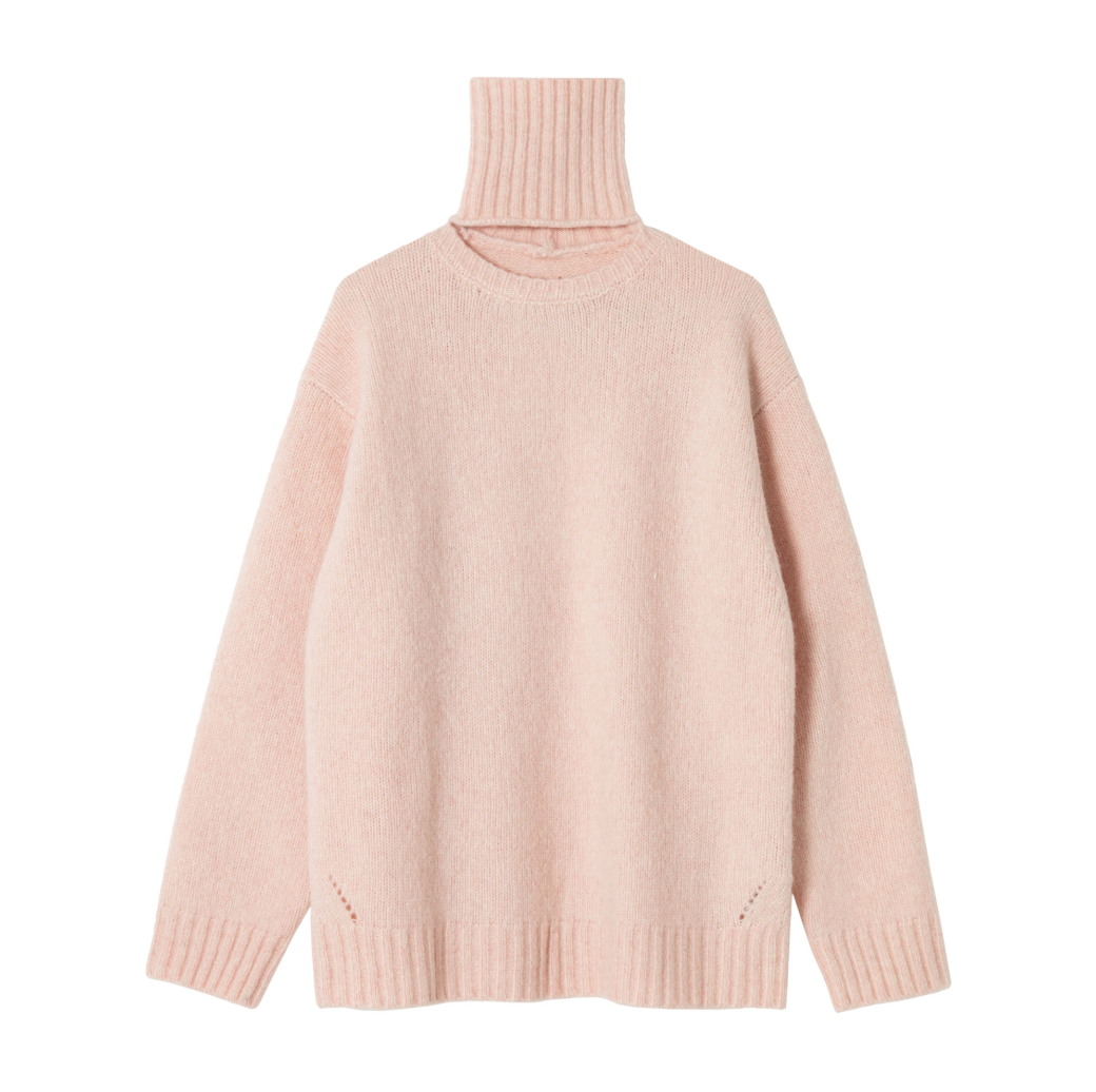 2WAY low gauge high neck knit / pale pink