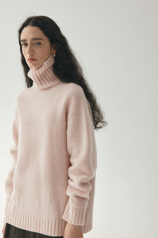 2WAY low gauge high neck knit / pale pink