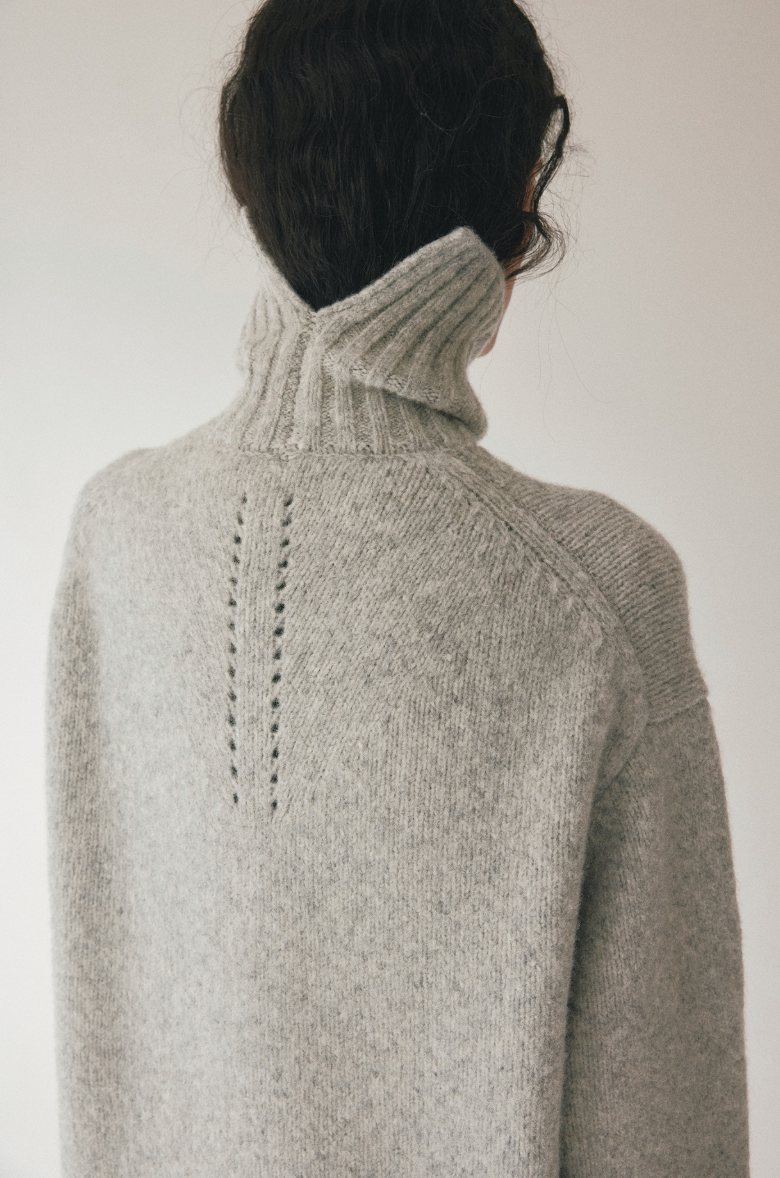 2WAY low gauge high neck knit / light gray