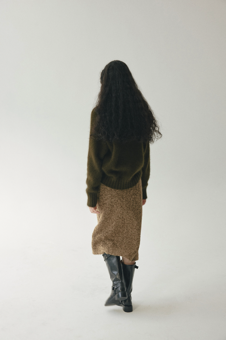 Straight midi skirt / olive green